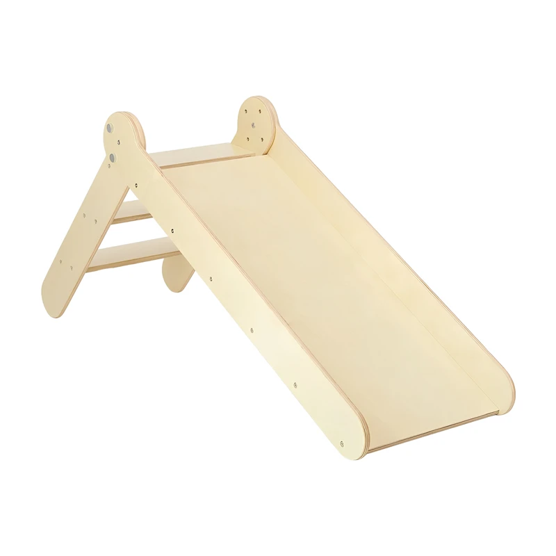 2-in-1 折りたたみ式木製クライミングフレーム (スライド付き) &ndash; 幼児用モンテッソーリ屋内ジム