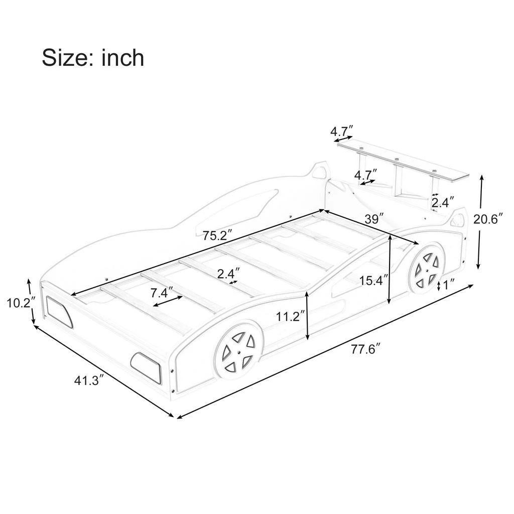 モダンな木製レースカーツインベッド、収納と車輪付きの環境に優しいデイベッド、ティーン向け